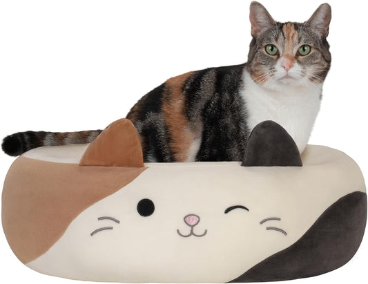 Squishmallows 20-Inch Cam the Calico Cat Pet Bed - Official Jazwares Plush Pet Bed