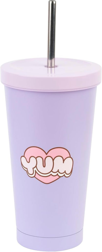 Pusheen Insulated Tumbler with Lid and Straw - 18.6 Oz Tumbler Cup with Straws