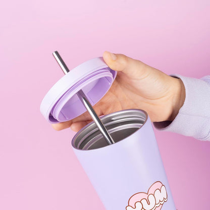 Pusheen Insulated Tumbler with Lid and Straw - 18.6 Oz Tumbler Cup with Straws