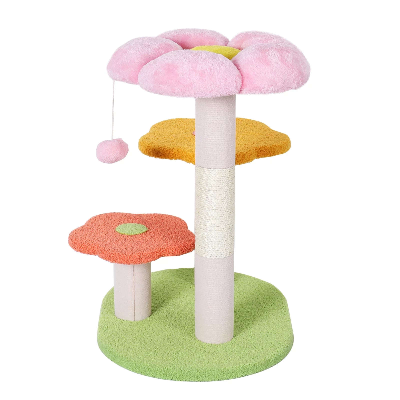 Flower Cat Tree Tower with Sisal Scratching Posts for Indoor Small Cats, 22.4"