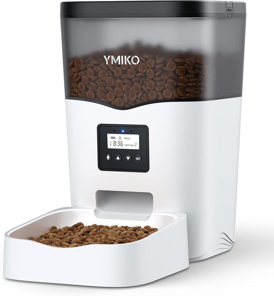 Ymiko Automatic Cat Feeder - Timed Dry Food Feeder for Cats