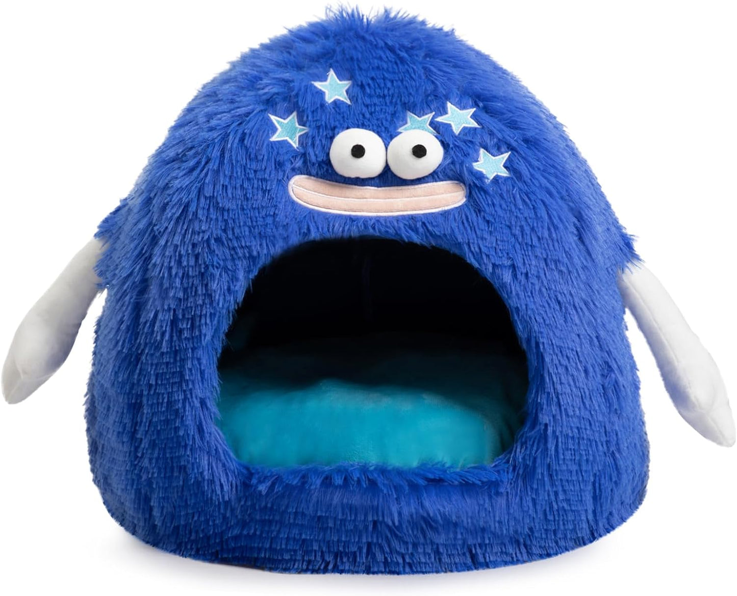 "Cozy Cat Cave Bed with Washable Cushion - Perfect for Kittens and Small Pets! Red Monster Design"