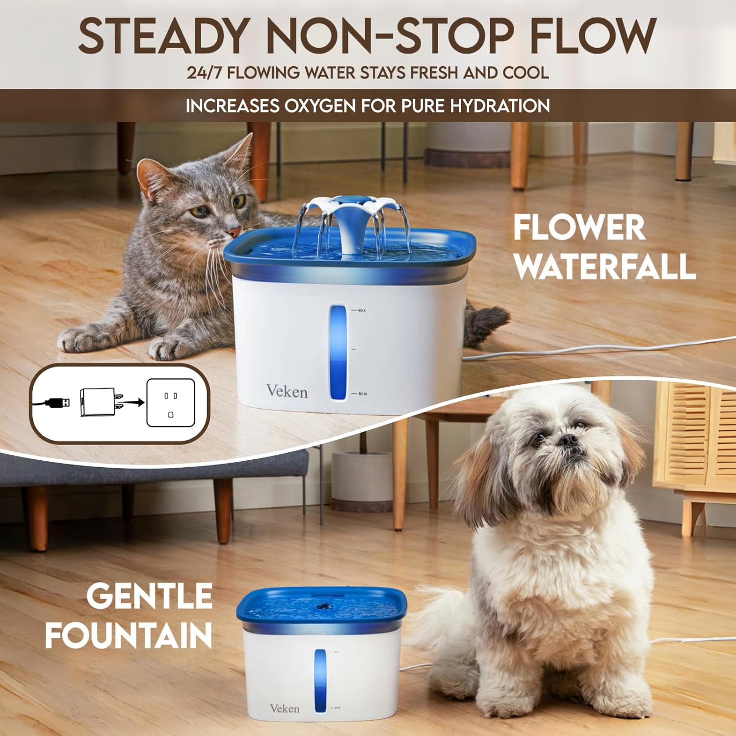 Automatic Cat Water Fountain Dog Water - 95Oz/2.8L Pet Fountain