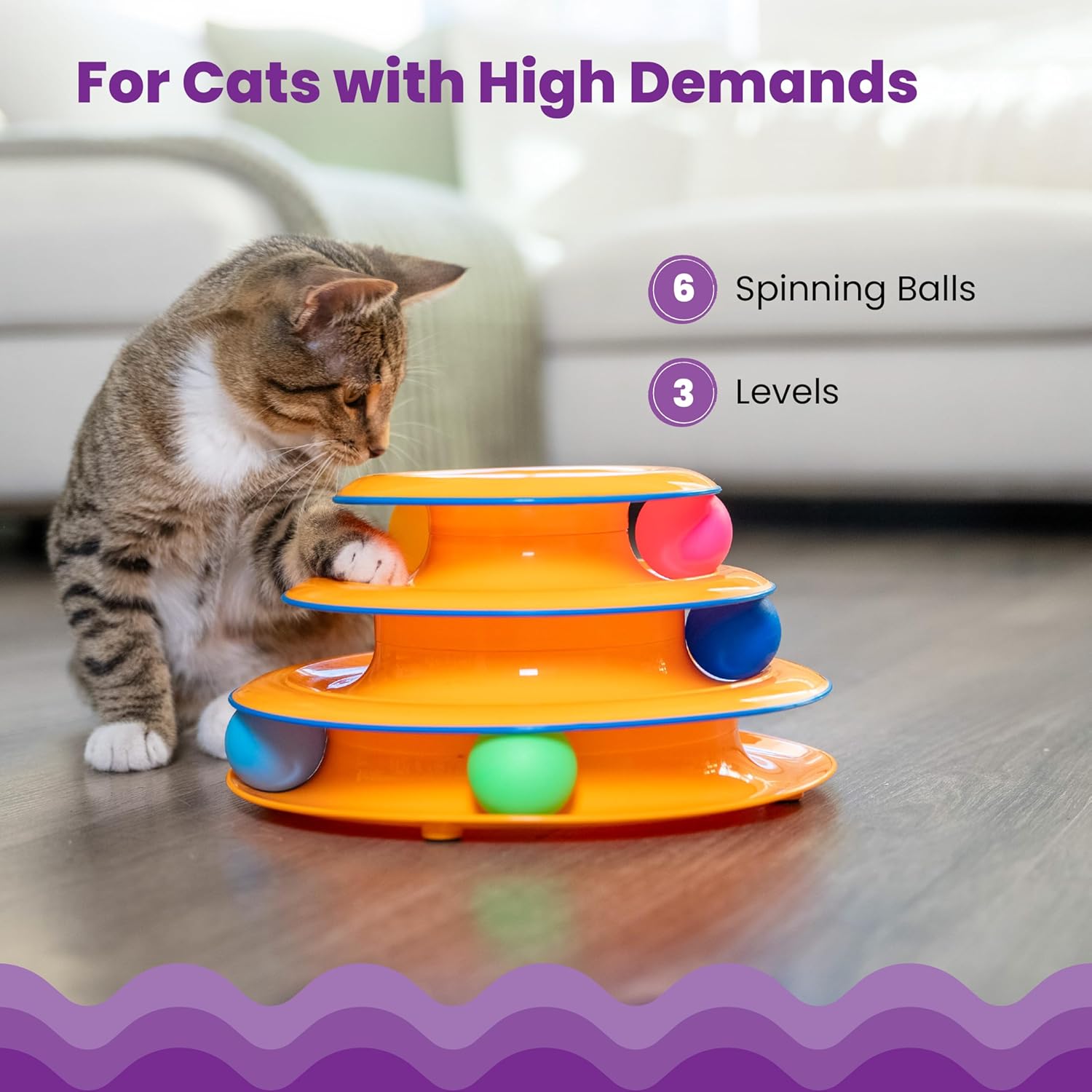 Tower of Tracks Interactive 3-Tier Cat Track Toy in Orange