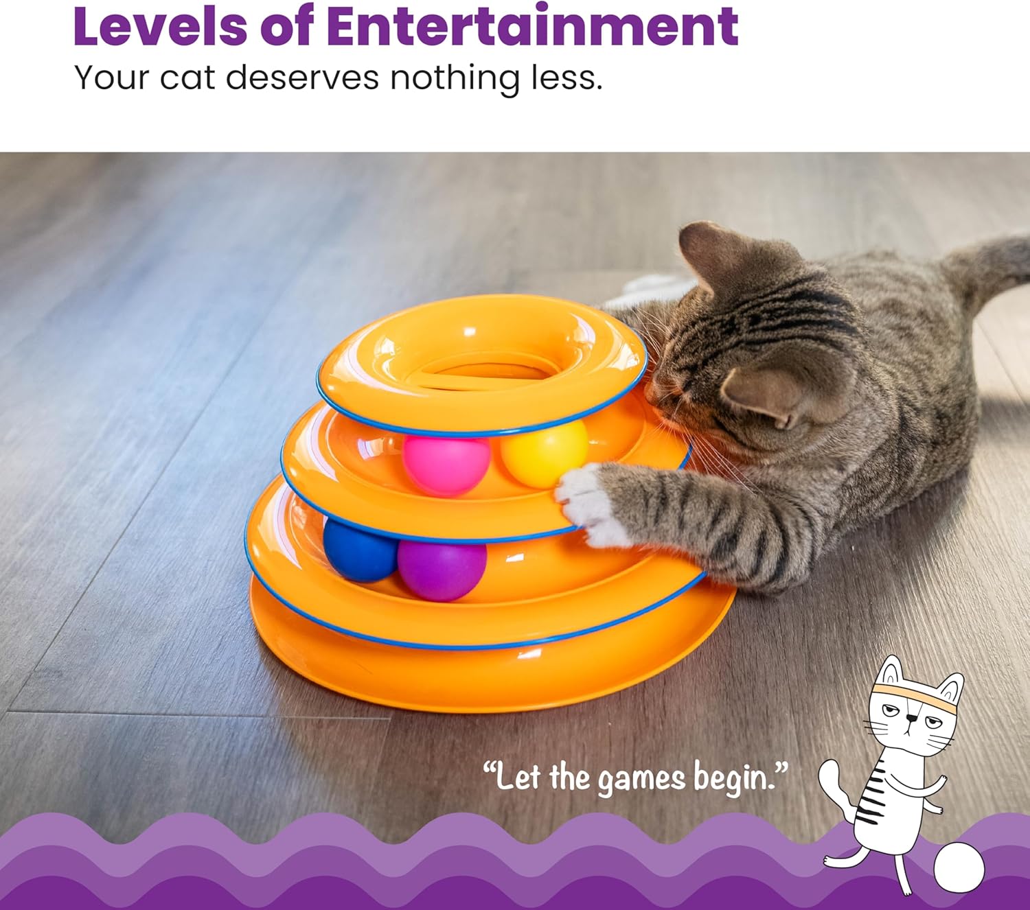 Tower of Tracks Interactive 3-Tier Cat Track Toy in Orange